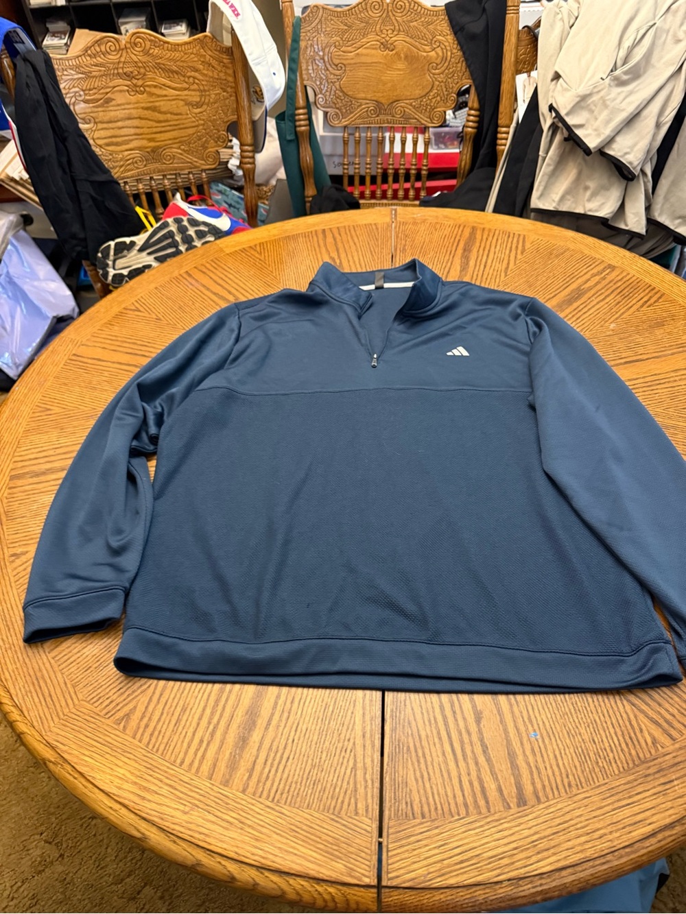 adidas Men's Dark Blue Half-Zip Performance Jacket